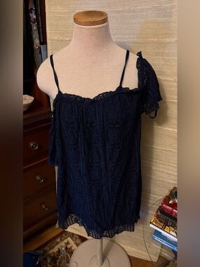 love, Fire Navy Lace Camisole with Spaghetti Straps